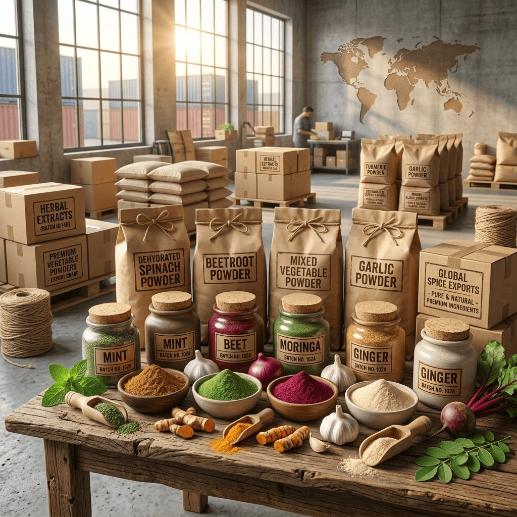Ayurvedic herbs — turmeric, ginger, pepper